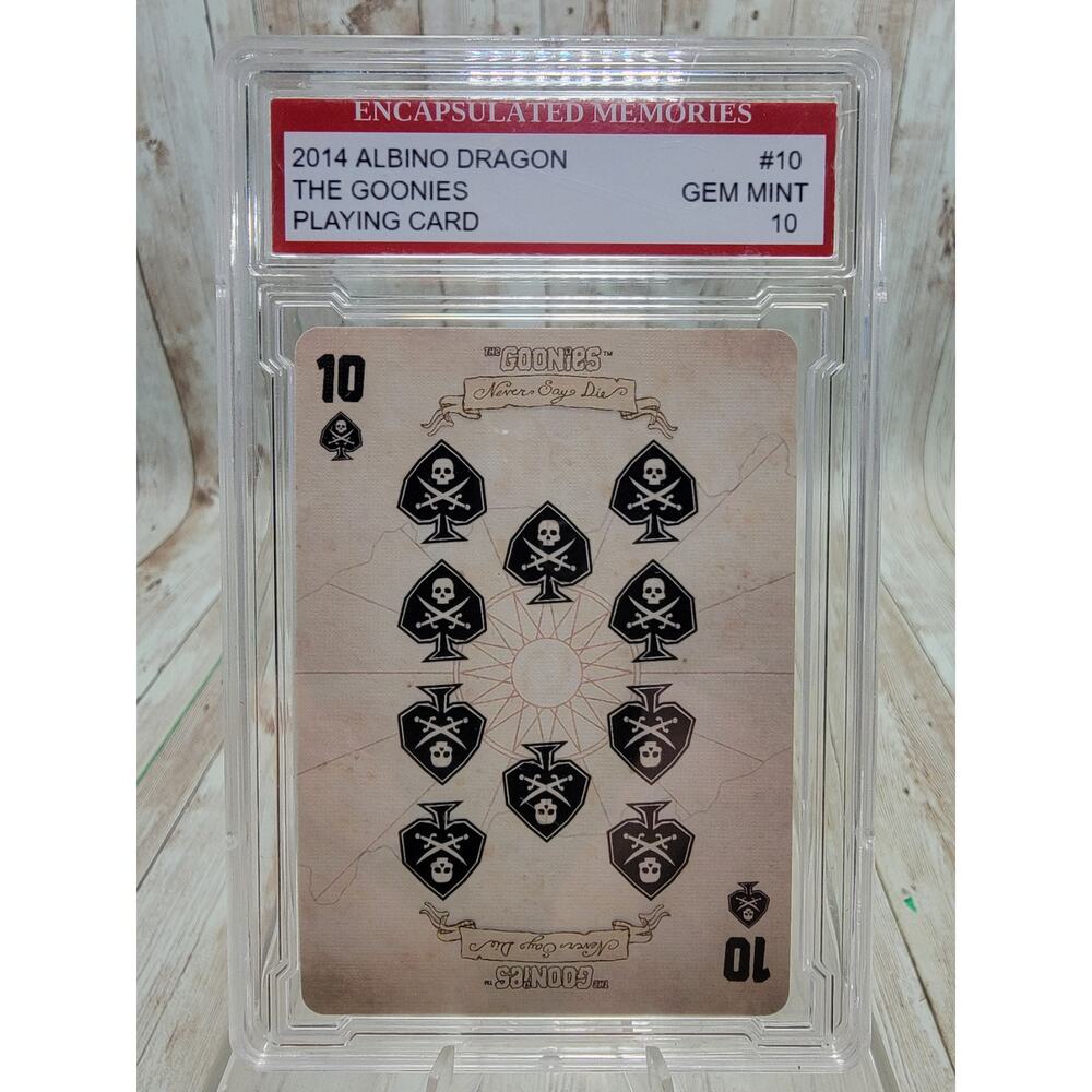 Goonies 2014 Albino Dragon Playing Cards 10 of Spades Graded EMC Gem Mint 10